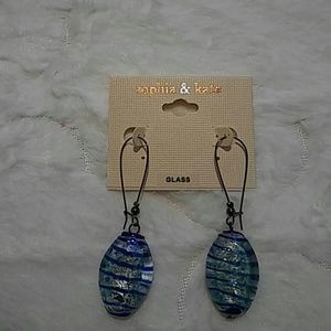 New Sophie & Kate Glass earrings..Aqua Blue color